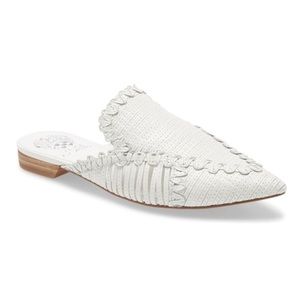 Vince Camuto Manindie Pointed Toe Stitched Flat Slide Mule CRISP WHITE